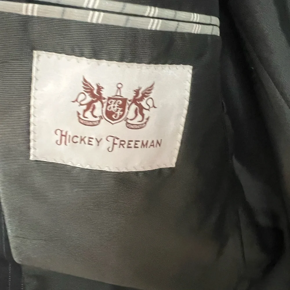 Hickey Freeman Wool Pin Stripe Suit Jacket Blazer 44R